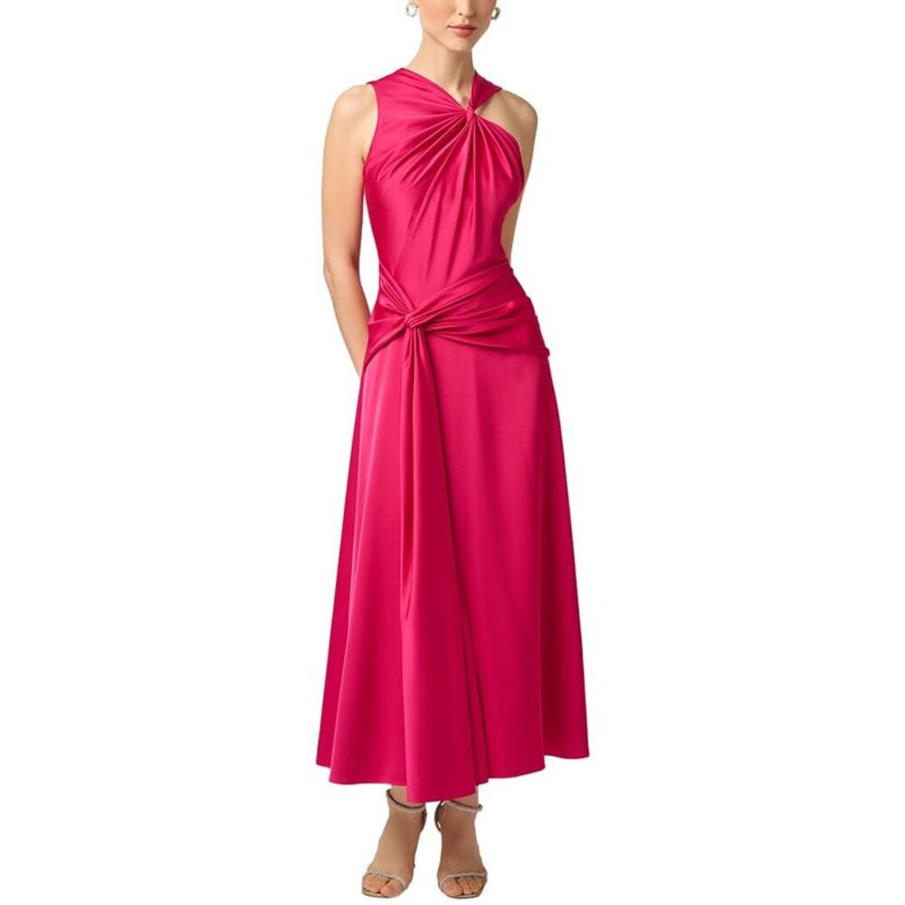 Aidan Mattox Womens Crepe Back Satin Midi Dress